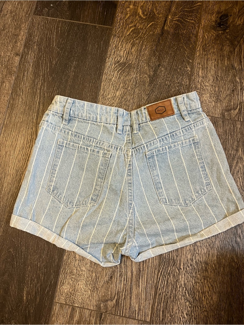 RVCA Light Blue Pinstripe Denim Shorts